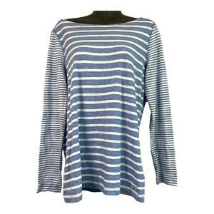 Vineyard Vines Womens Size S Party Stripe Slub T-Shirt Long Sleeve Blue & White